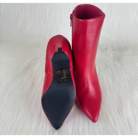 New Women's Qupid Portia Faux Leather Ankle Boots Bootie Shoes Red - Picture 7 of 13